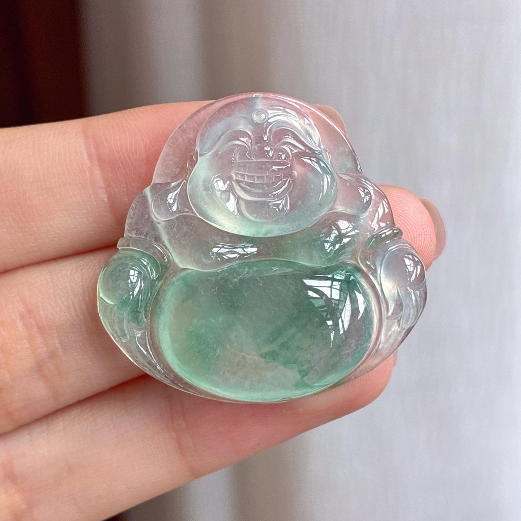 冰种飘花翡翠佛公（yc429072）