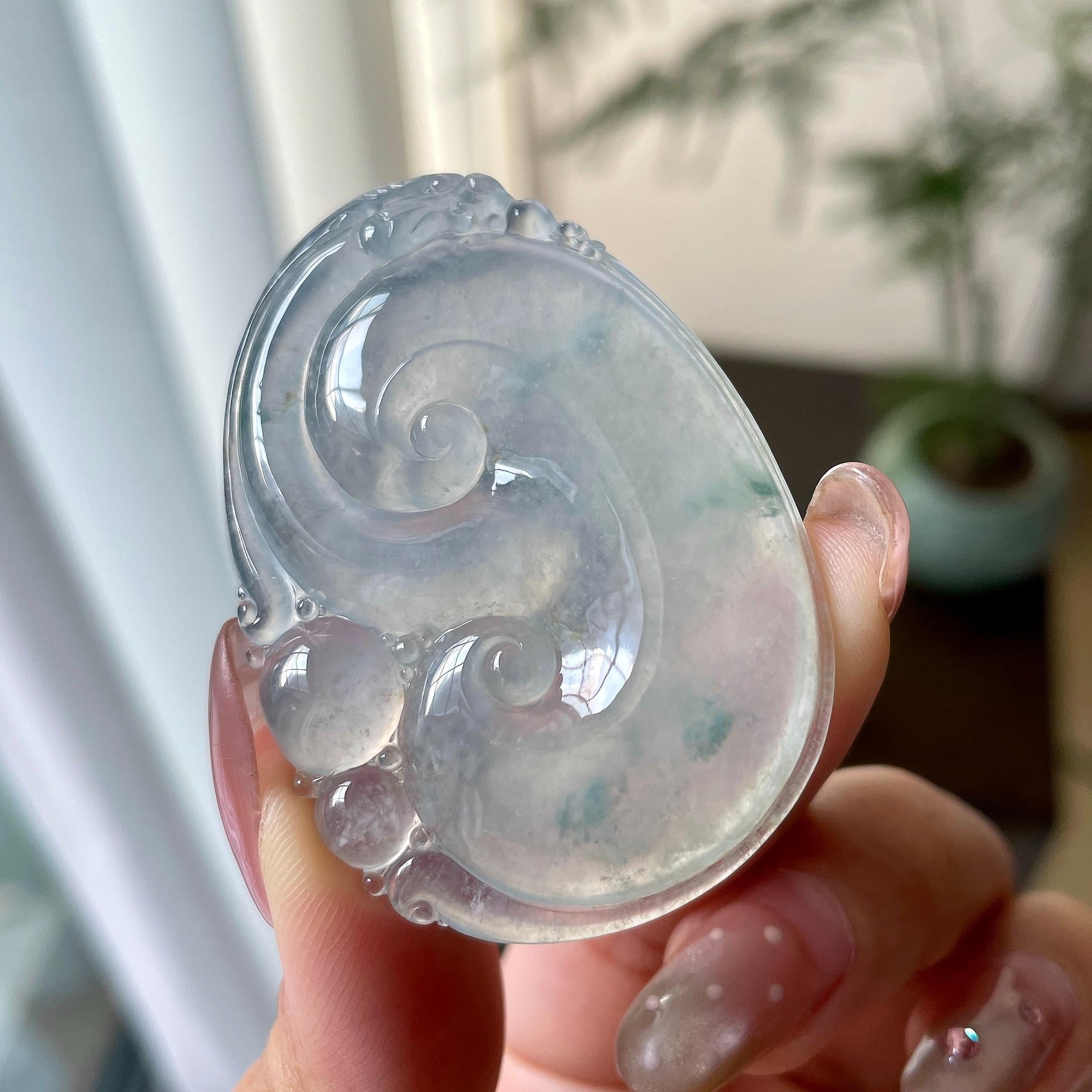 糯冰种飘花如意挂件（yc305718）