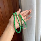 糯冰满绿翡翠珠串项链（yc266466）