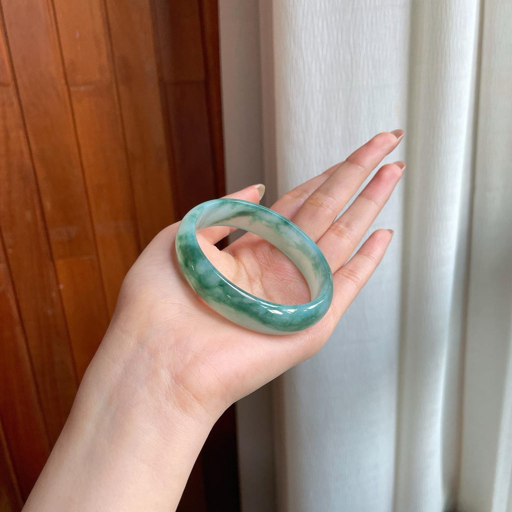 冰种飘花翡翠贵妃镯（55.3mm)（yc361600）