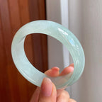 冰种宽版晴底翡翠平安镯（58mm)（yc363423）