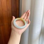 糯冰带黄翡翡翠平安镯（55mm）（yc278196）