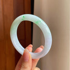 糯冰带色翡翠平安镯（58.6mm)（yc345533）