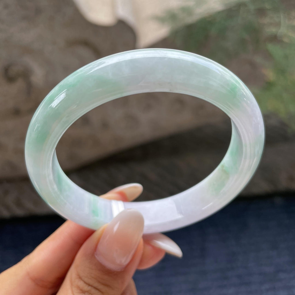 细糯种飘花正圈平安镯56.3圈      天然缅甸A货翡翠（yc421242）