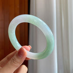 糯冰春带彩翡翠圆条手镯（56mm）（yc284947）