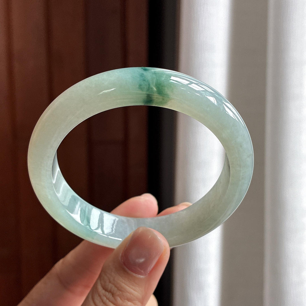 糯冰飘花正圈平安镯 57圈 天然缅甸A货翡翠（yc482344）