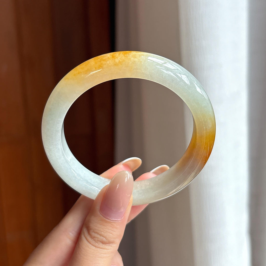糯冰黄翡翡翠平安镯（57mm)（yc411300）