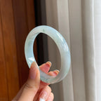 糯冰飘花翡翠平安镯（56.4mm)（yc406321）