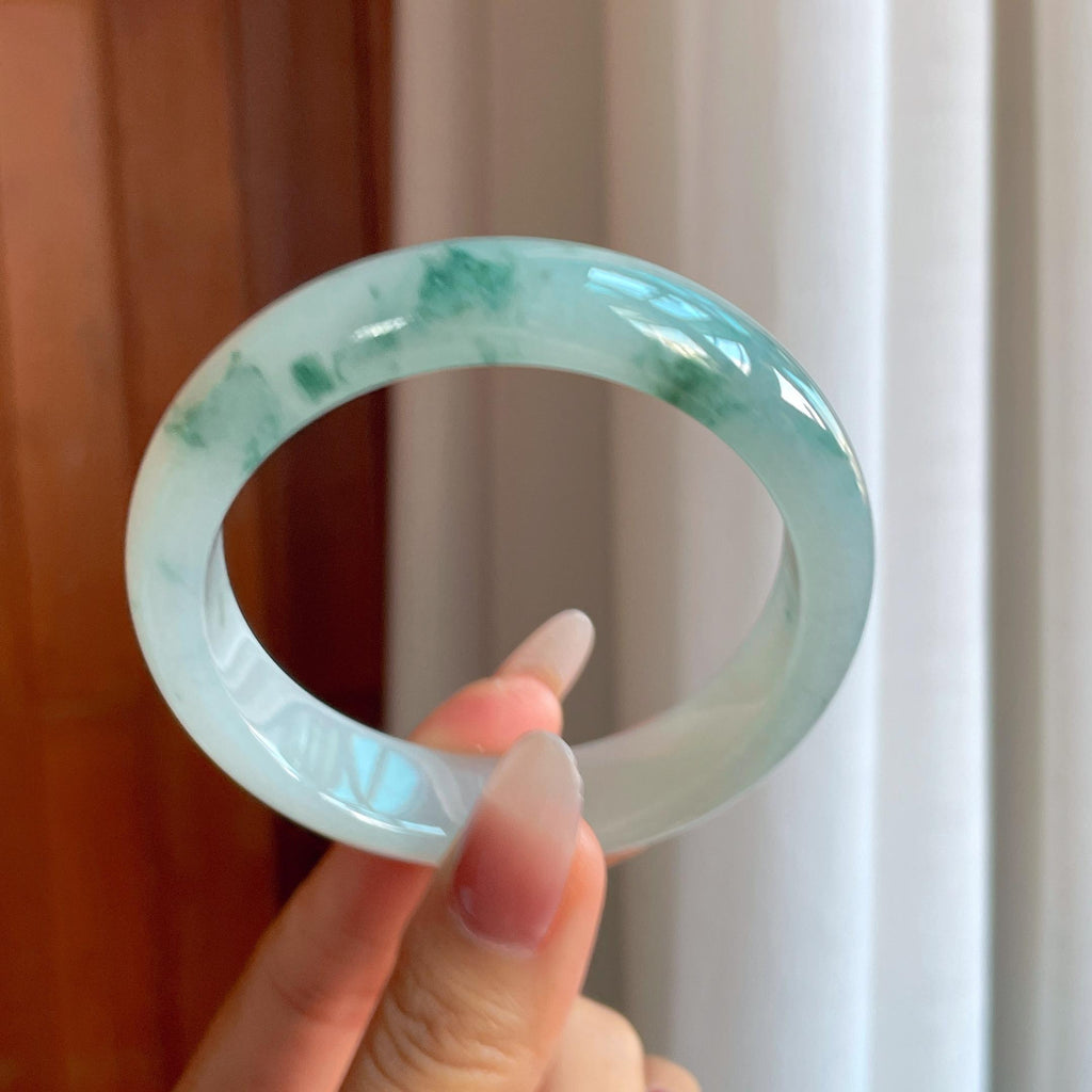 冰种飘花翡翠平安镯（56.5mm）（yc302355）