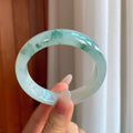冰种飘花翡翠平安镯（56.5mm）（yc302355）