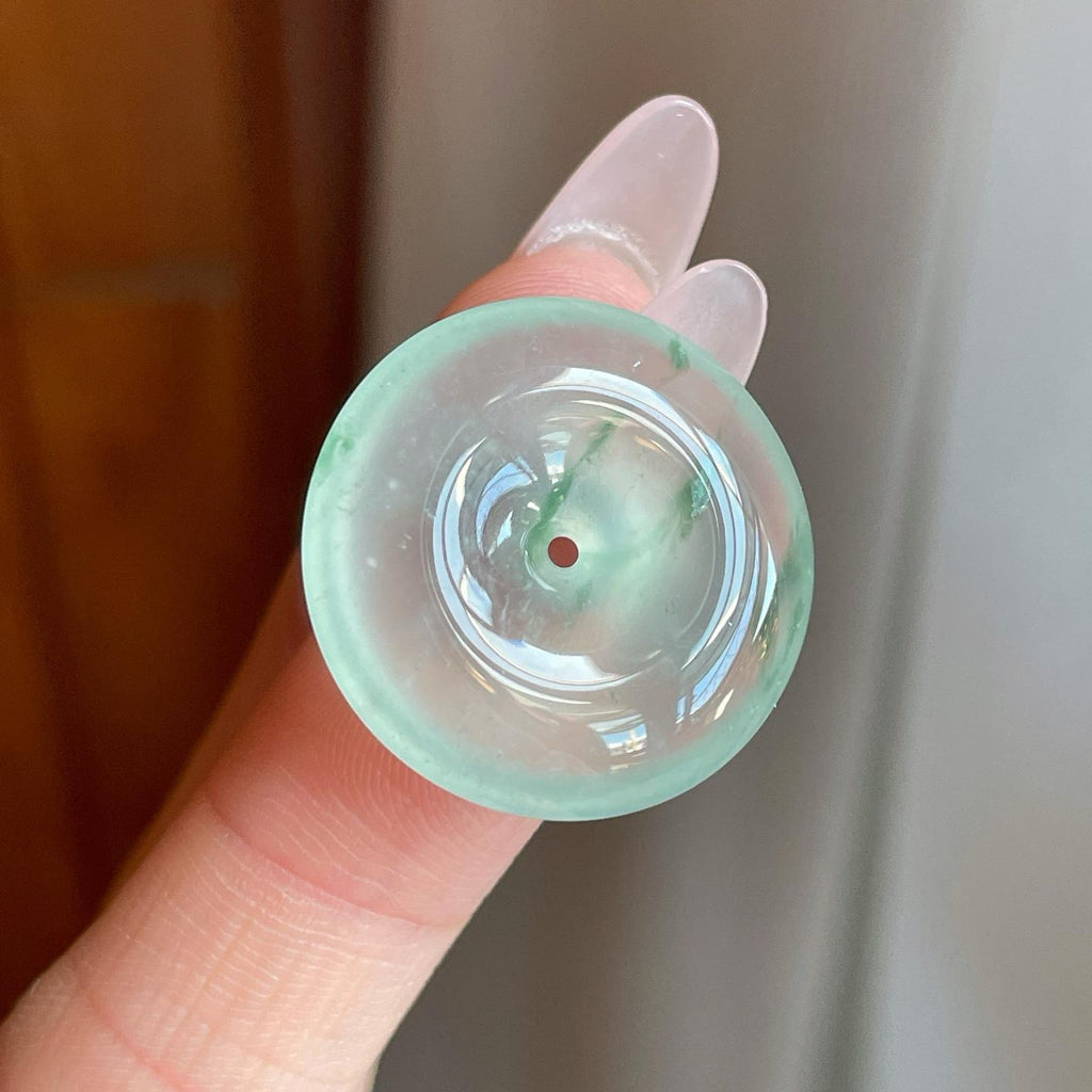 冰玻种晴底飘花翡翠平安扣（yc274638）