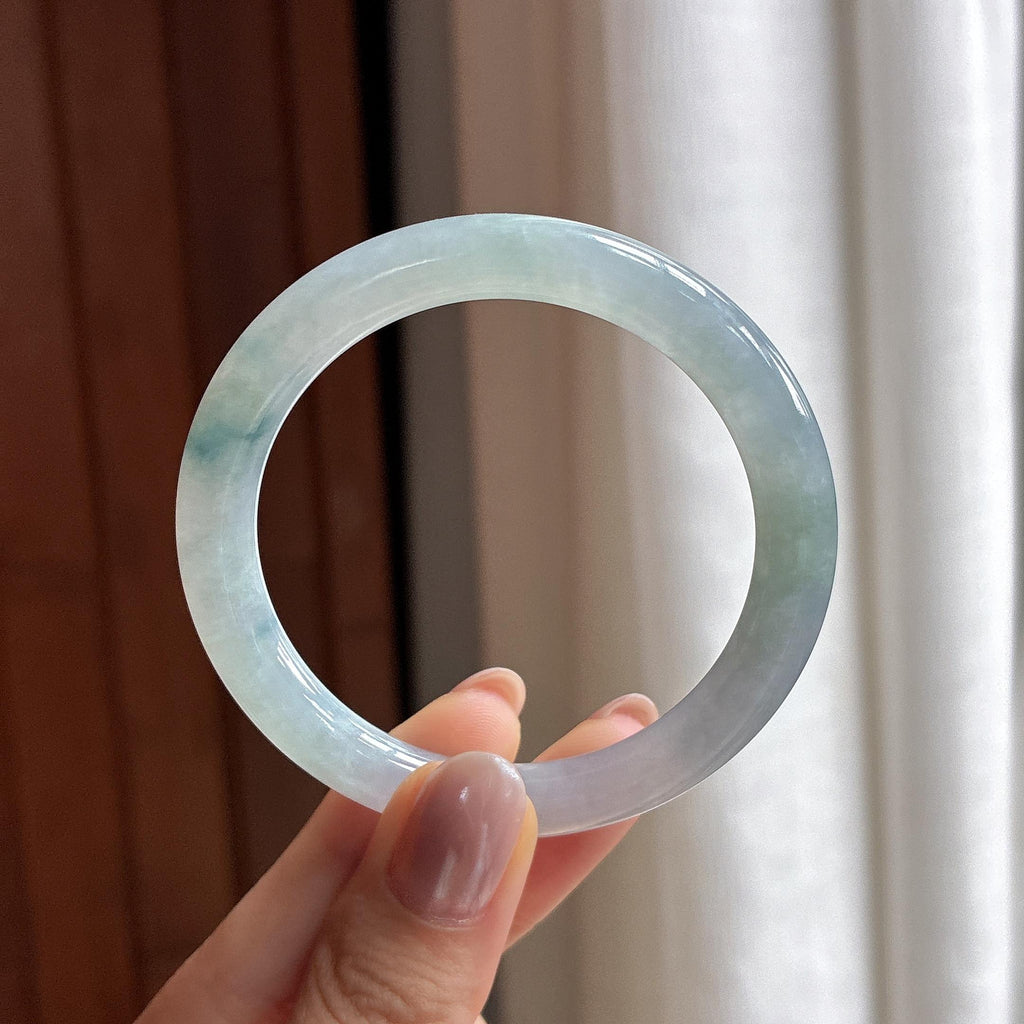 糯冰飘花圆条手镯 50圈 天然缅甸A货翡翠（yc495891）