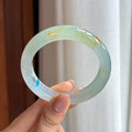冰种飘黄翡翠平安镯（54mm)（yc423143）