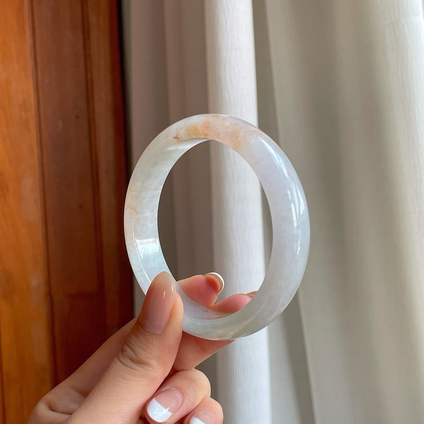 糯冰洒金翡翠平安镯（57.3mm)（yc376708）
