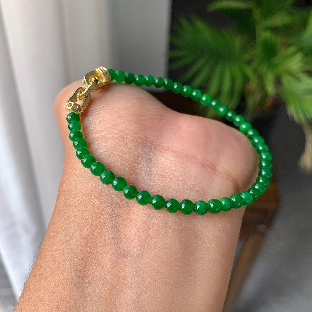 糯冰种满绿小米珠手链（yc202328）