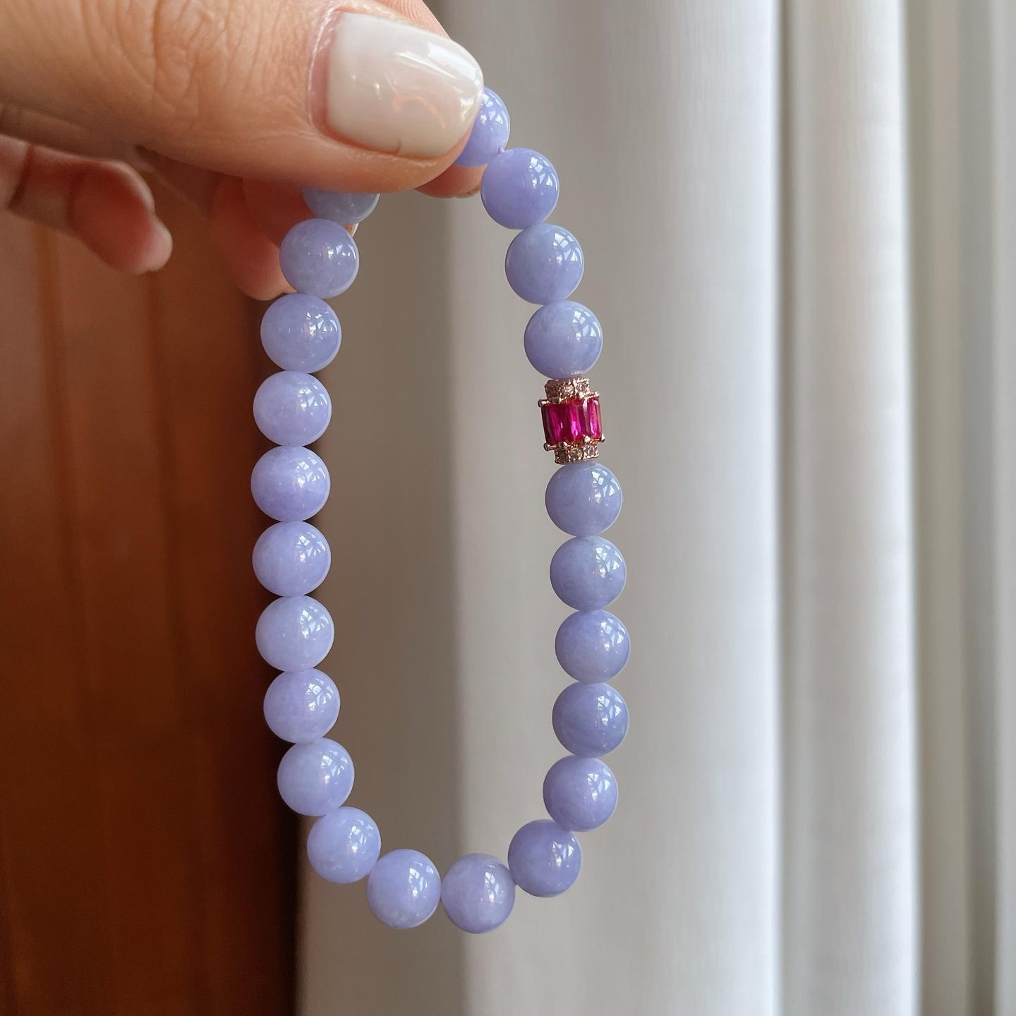 糯冰紫罗兰翡翠珠串手串（yc255678）