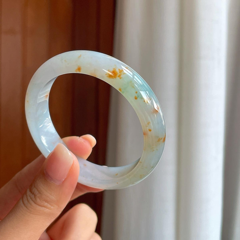 糯冰黄翡翡翠平安镯（52mm）（yc396390）