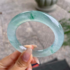 胖圆条   高冰种飘花圆条手镯55.6圈    天然缅甸A货翡翠（yc351390）