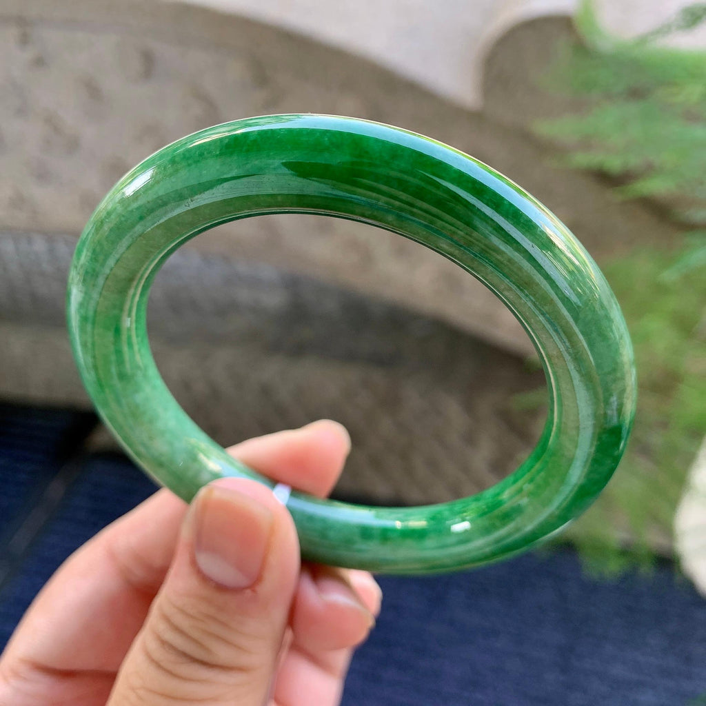 糯种豆绿圆条手镯（55.4mm）（yc249411）