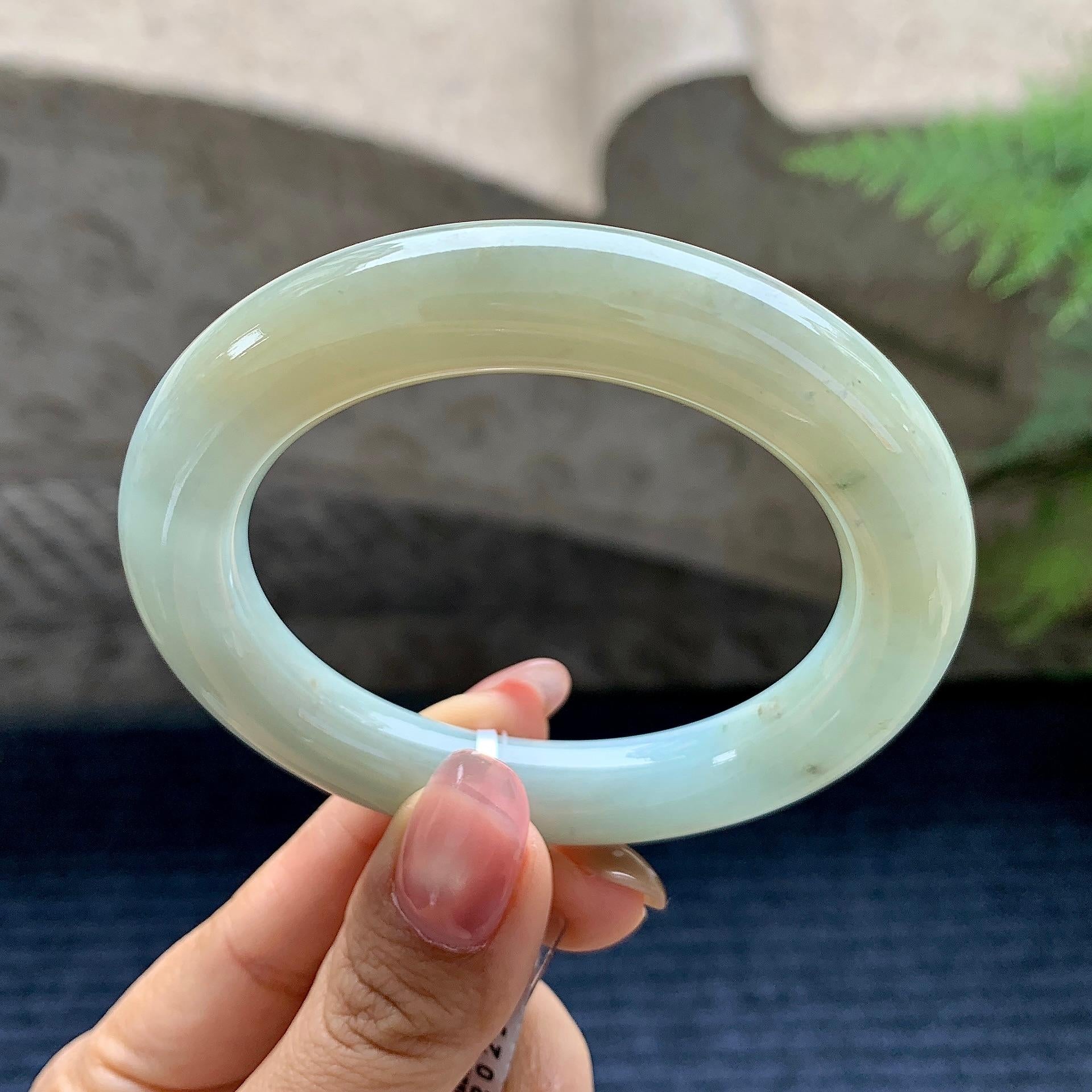 细糯种黄翡圆条手镯（53.8mm）（yc281530）