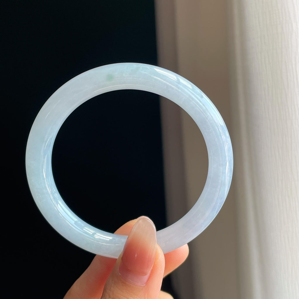 冰种淡紫罗兰翡翠圆条手镯（55mm）（yc329528）