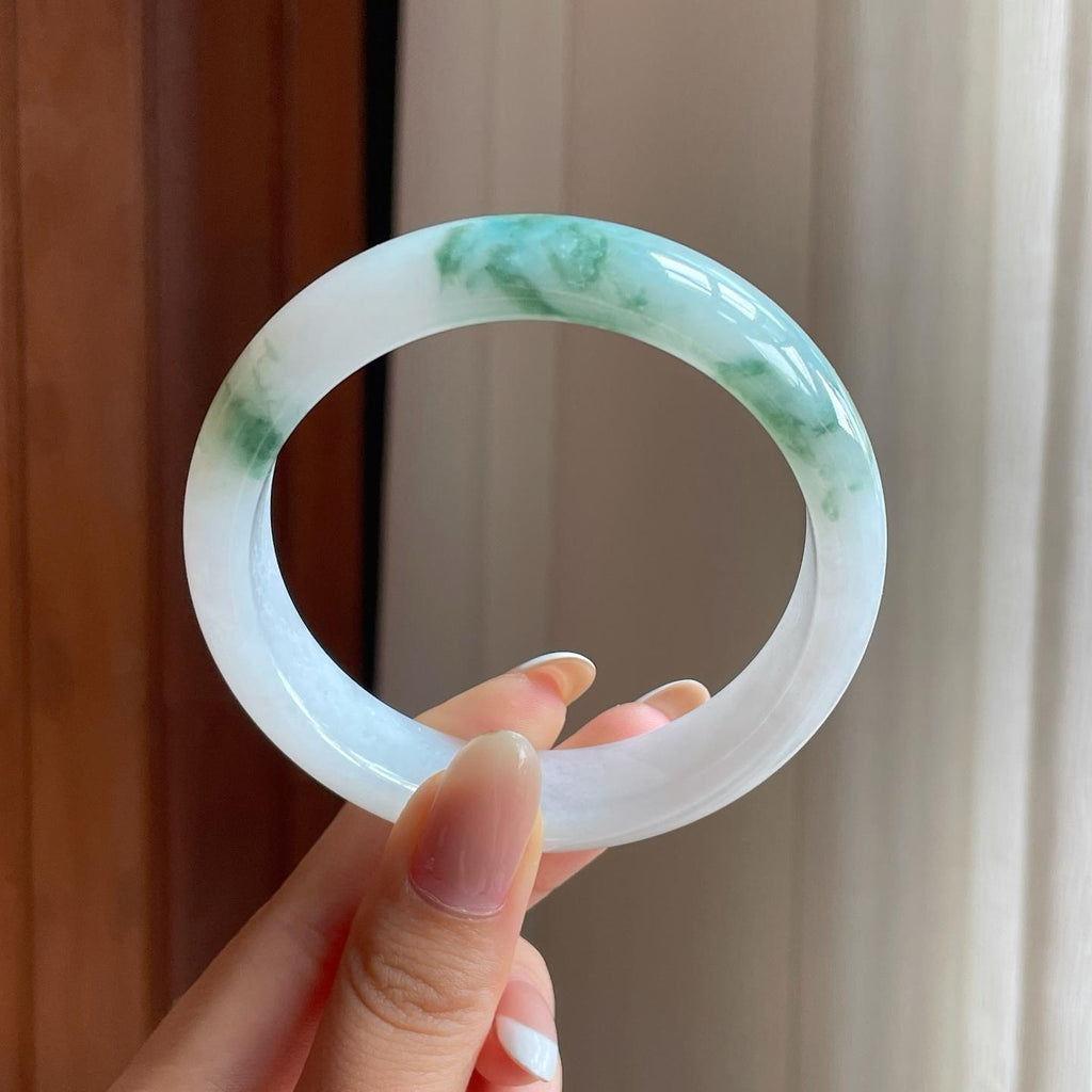 糯冰飘花翡翠平安镯（58.7mm)（yc397491）