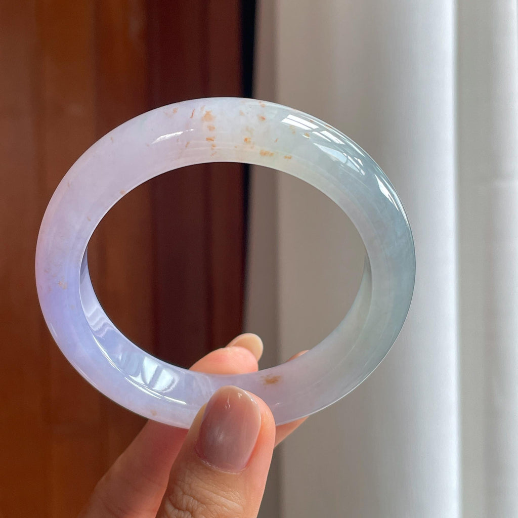 冰种紫罗兰特色撒金翡翠平安镯（56.5mm）（yc400761）