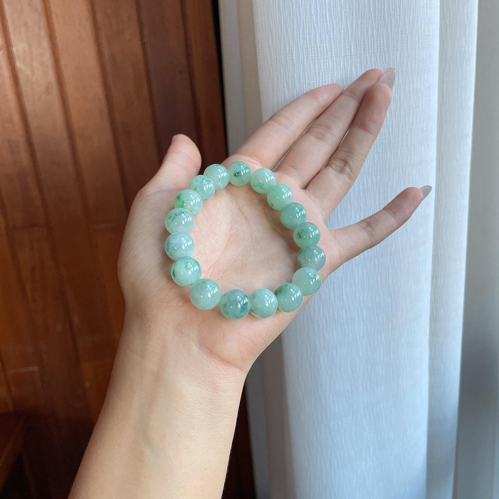 糯冰飘花翡翠珠串手串（yc266478）