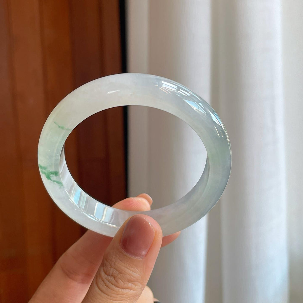 冰种飘花翡翠平安镯（54.4mm）（yc278709）