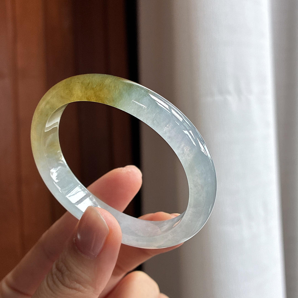 糯冰种黄翡贵妃手镯 53圈 天然缅甸A货翡翠（yc469604）