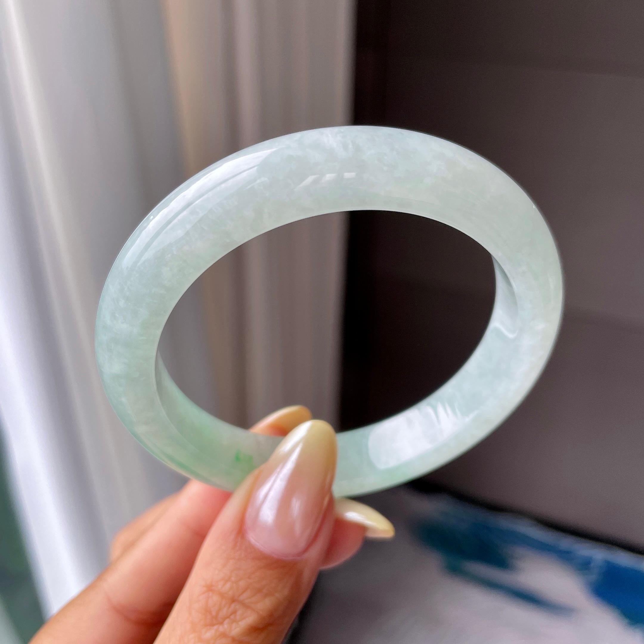 细糯种细糯种晴底正圈平安镯57圈          天然缅甸A货翡翠（yc457000）
