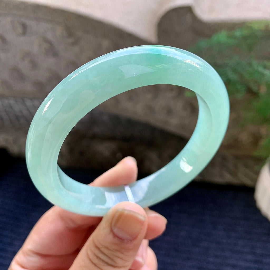 细糯种晴底飘绿平安镯（59mm）（yc264518）