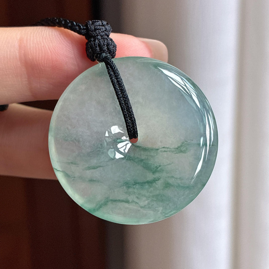 冰种飘花翡翠平安扣天然缅甸A货翡翠（yc438990）
