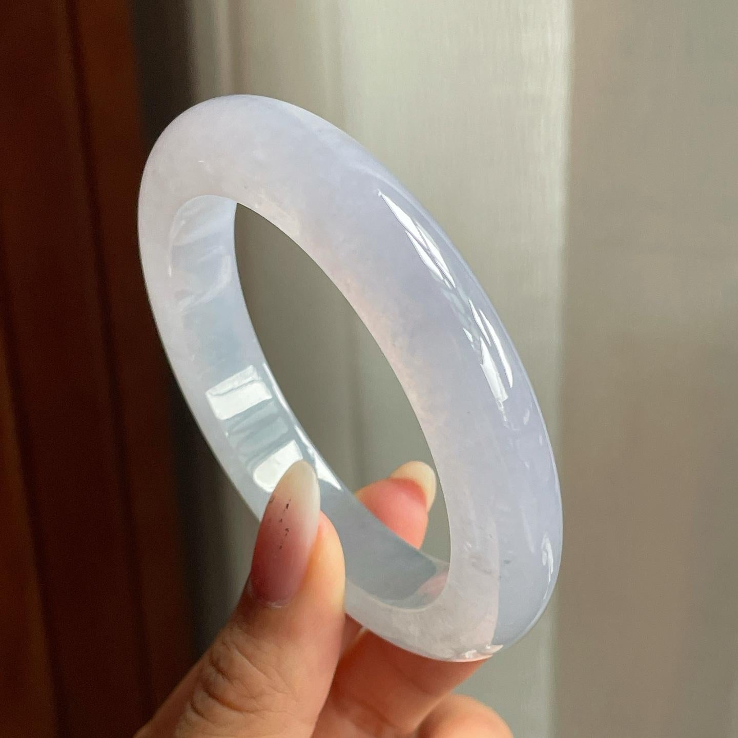 冰种淡紫底翡翠平安镯（56mm）（yc206756）