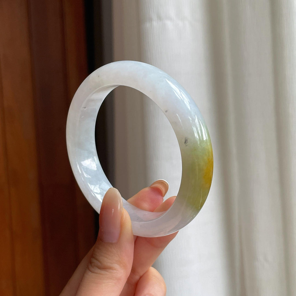 糯冰黄翡翡翠平安镯（55mm)（yc416999）