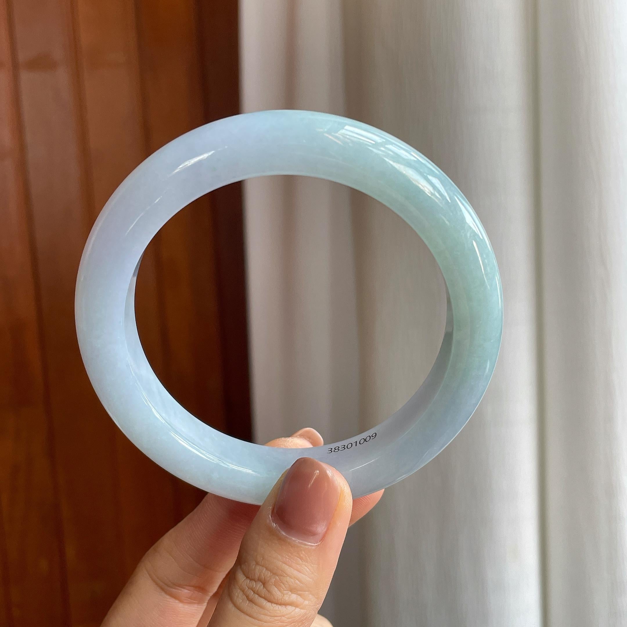 糯冰淡春彩翡翠平安镯（63.5mm）（yc289697）