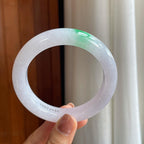 糯冰淡春底飘绿花翡翠平安镯（62mm）（yc289695）