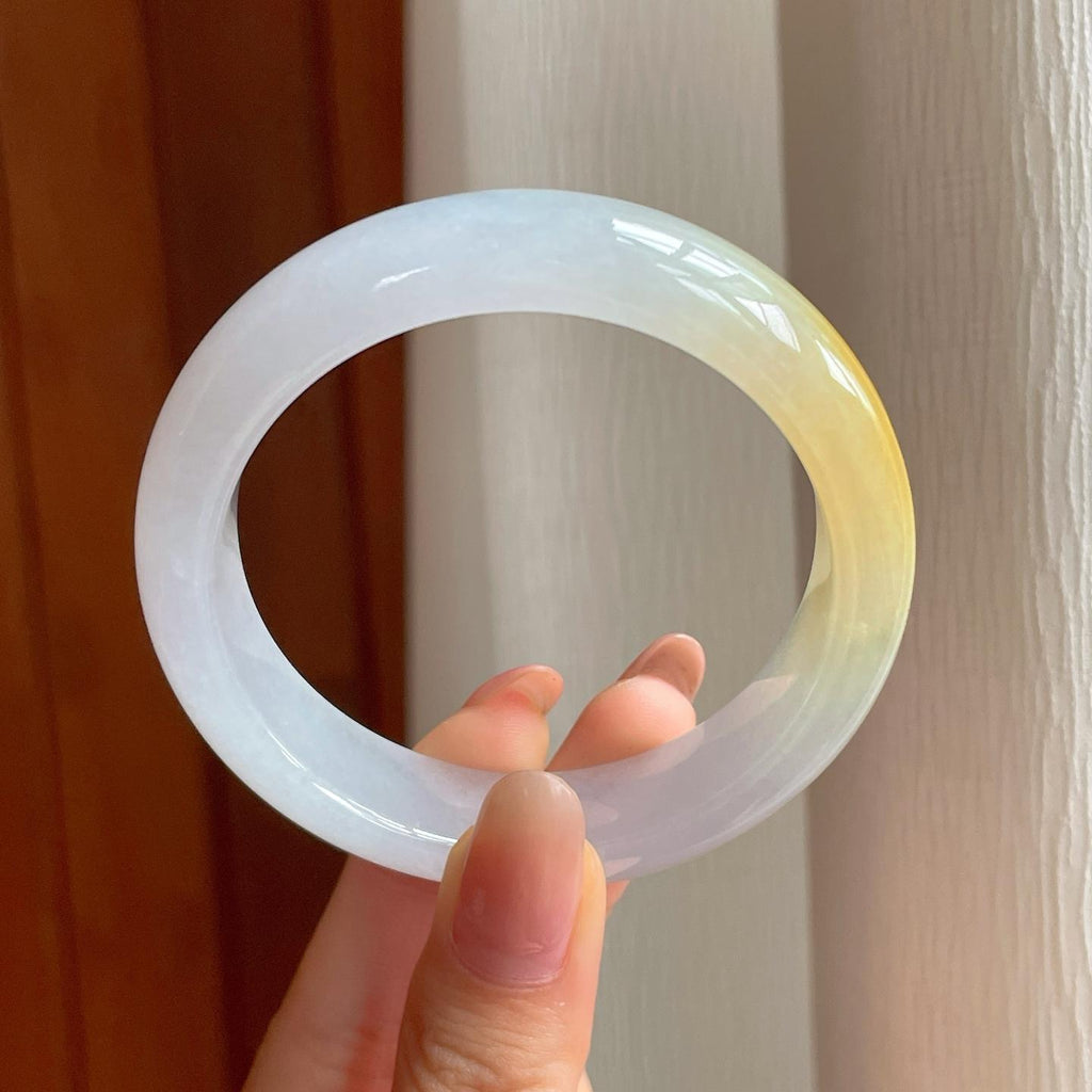 冰种黄翡翡翠平安镯（54.5mm)（yc354259）