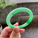 细糯种飘阳绿圆条手镯（54mm）