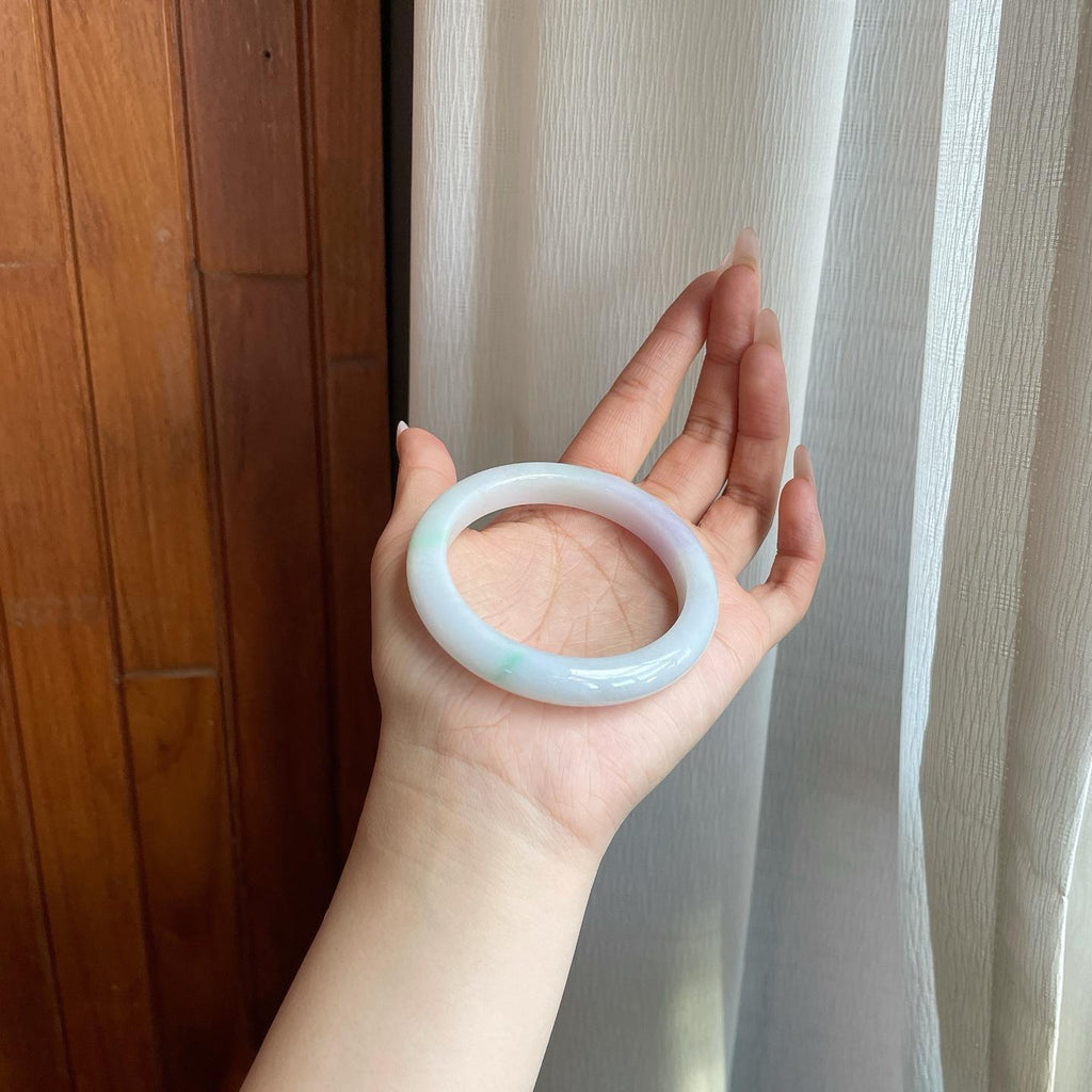 细糯冰淡椿彩翡翠平安镯（56.5mm）（yc283244）