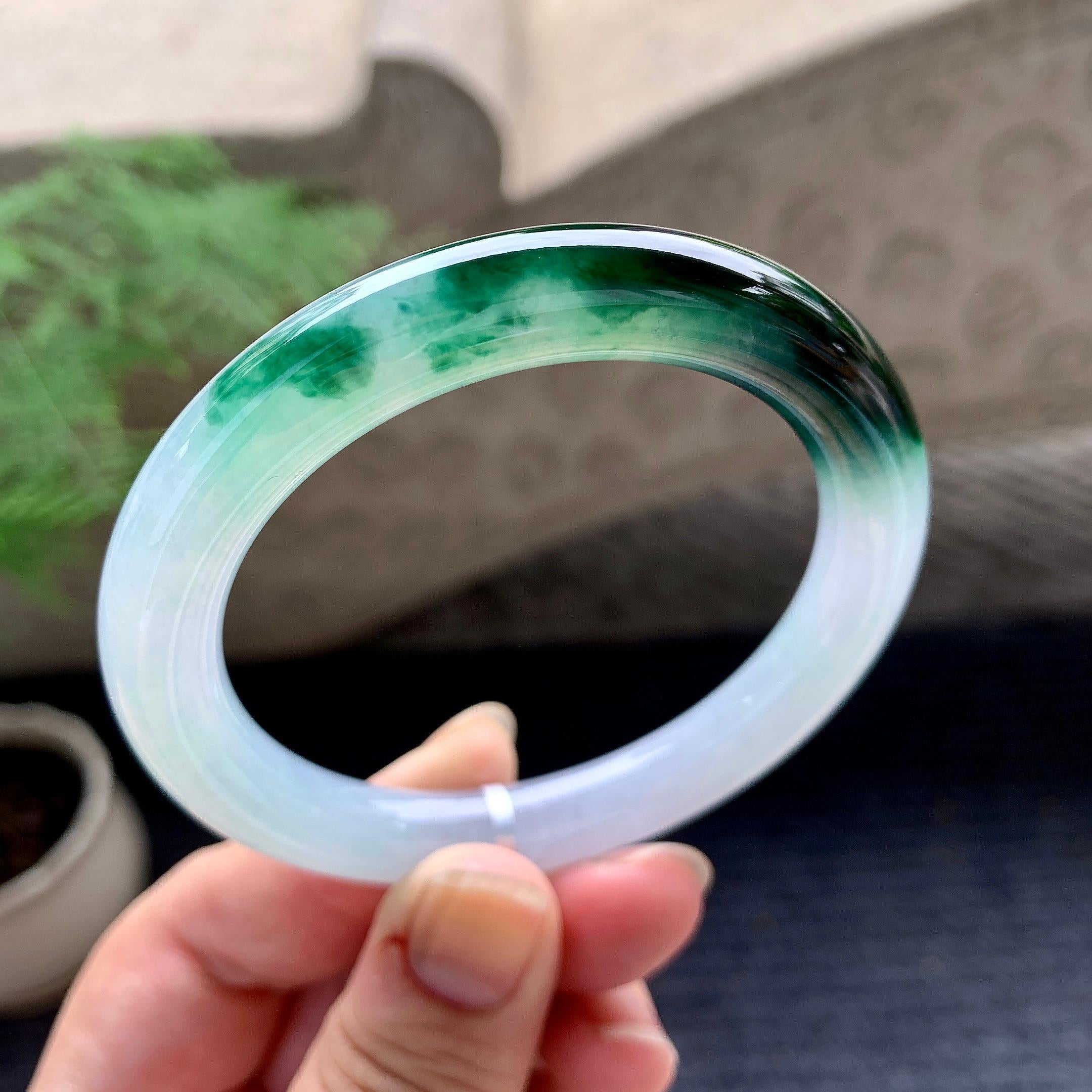 细糯种飘花圆条手镯（54.4mm）（yc196502）