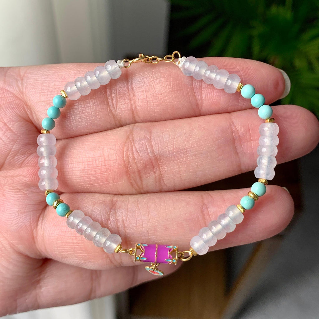 18K金镶糯冰种算盘珠手链（yc207251）