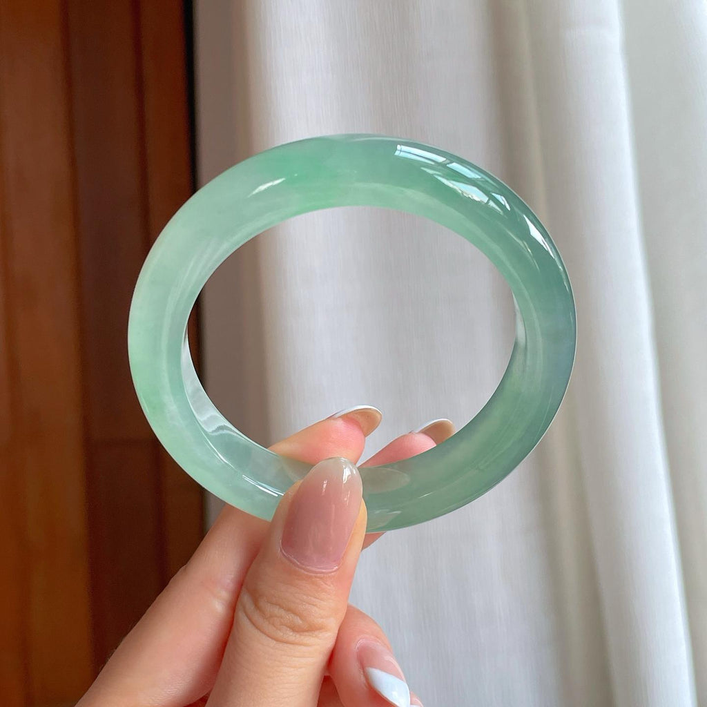 冰种晴底翡翠平安镯（56.5mm)（yc380009）