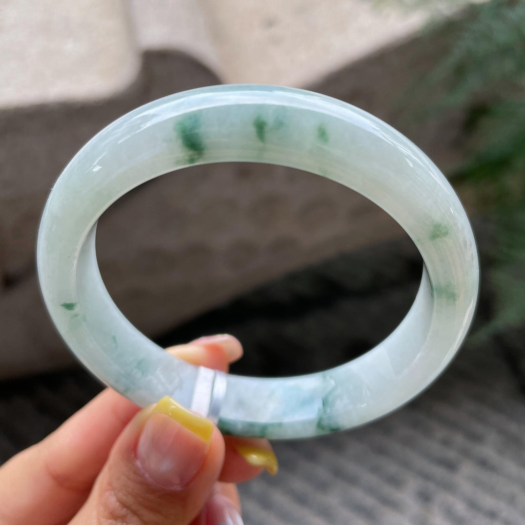 细糯种飘花正圈平安镯55.2圈     天然缅甸A货翡翠（yc366498）