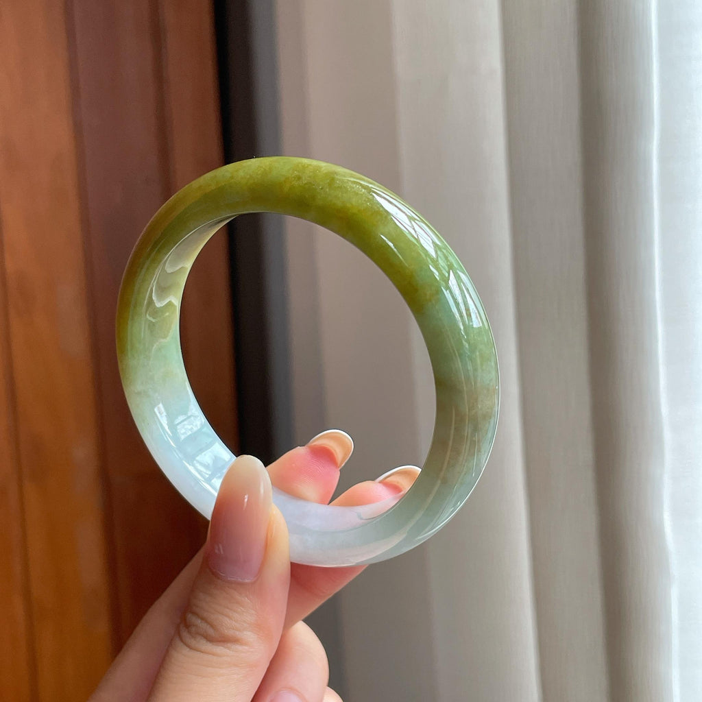 糯冰半山半水翡翠平安镯（57mm)（yc415554）