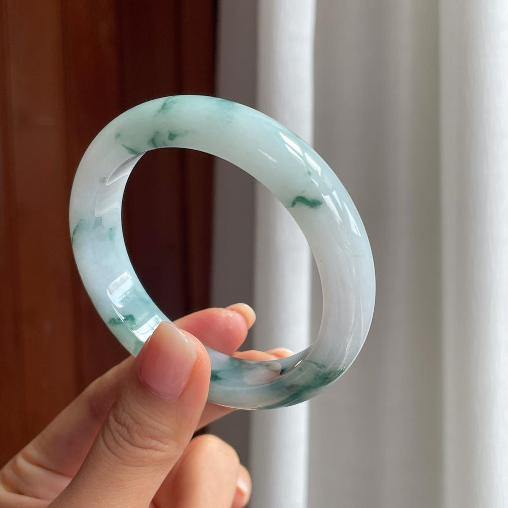 糯冰飘花翡翠平安镯（56.8mm）（yc397223）