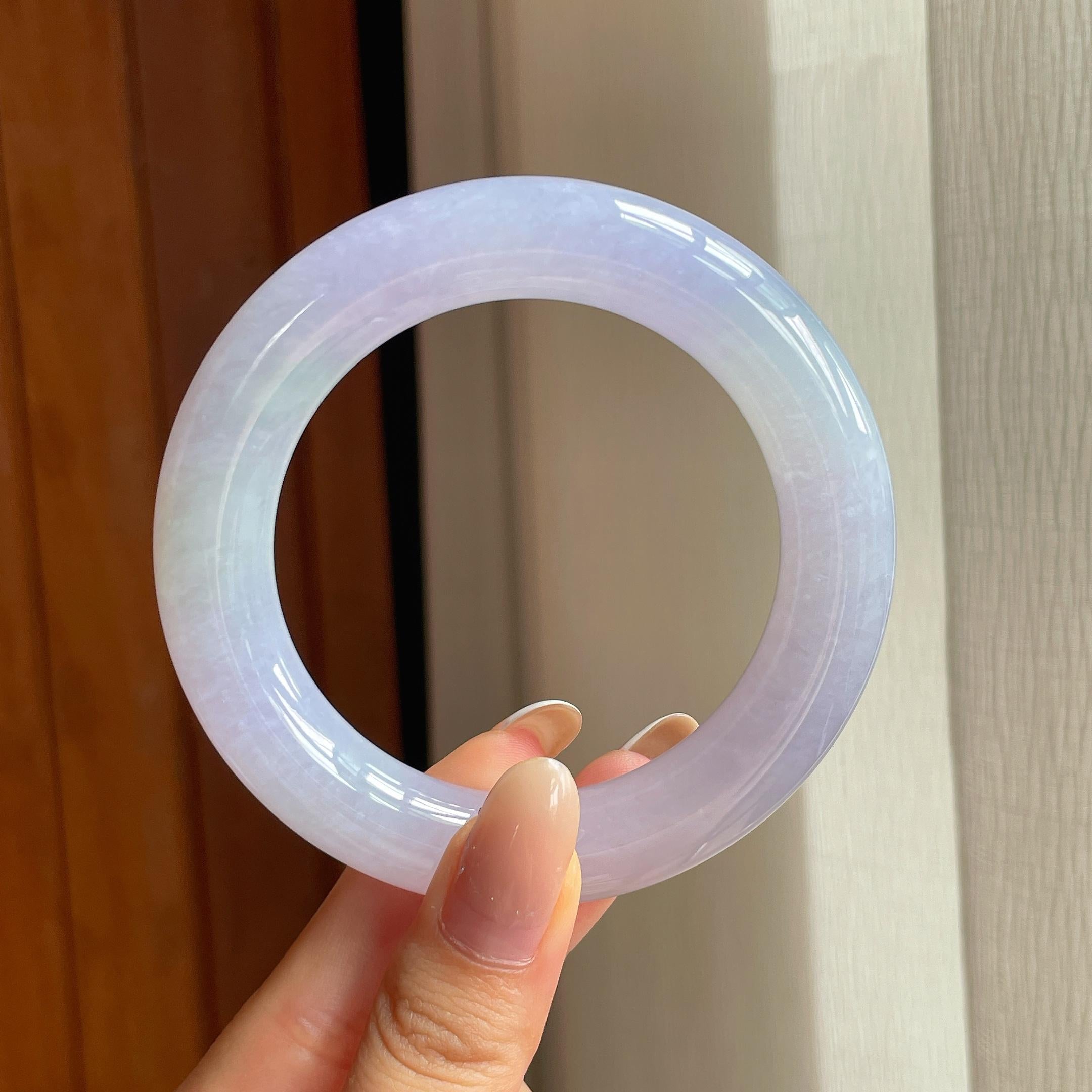 糯冰紫罗兰翡翠圆条手镯（57mm)（yc419485）