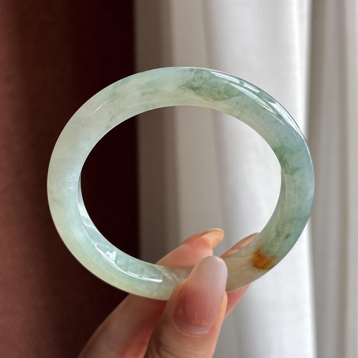 小圈口 糯冰黄翡飘花特色正圈平安镯 53圈（yc777777）