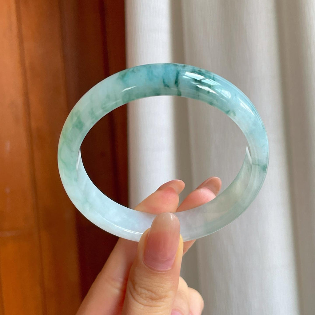 糯冰飘花翡翠平安镯（57mm)（yc362667）