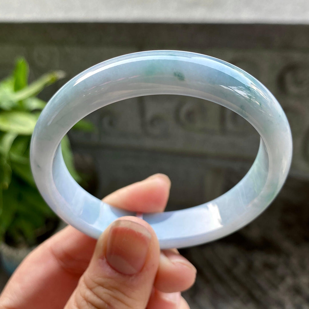 细糯种飘蓝花贵妃手镯56.8圈口 天然缅甸A货翡翠（yc313319）